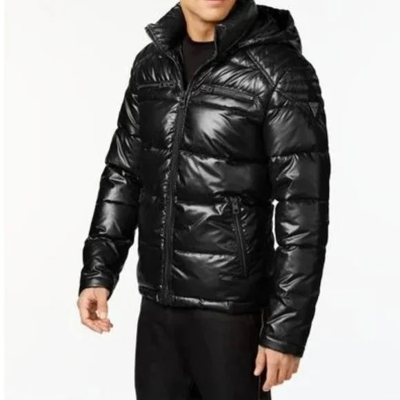 GUESS Hooded Zip-Front Puffer Jacket - Picture 3 of 6